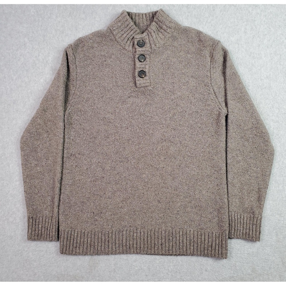 Marine Layer Sweater Mens Medium Brown‎ Wool Blend Mock Neck Henley Knit